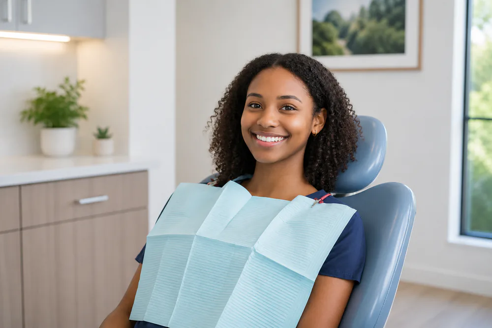 Young patient in the dental chair &mdash; pediatric airway and craniofacial growth are assessed during routine evaluation